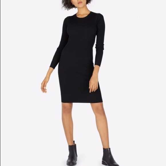 EVERLANE Luxe Wool Ribbed Long-Sleeve Dress SZ M - Picture 1 of 8
